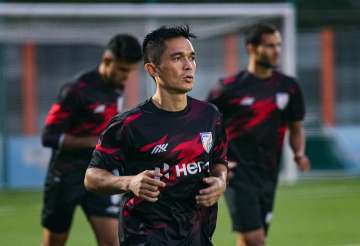 India captain Sunil Chhetri at training