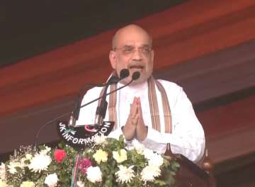 Amit Shah during a public rally in Jammu