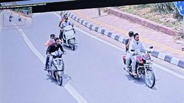 CCTV footage in which accused can be seen escaping on two-wheelers.