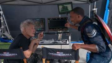 Anthony Mackie & Harrison Ford in the new Captain America film.