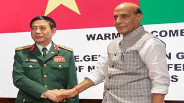 Defence Minister Rajnath Singh with Vietnamese counterpart General Phan Van Giang in New Delhi