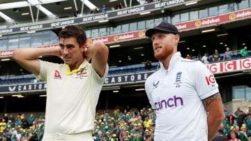 Pat Cummins and Ben Stokes at Edgbaston Test