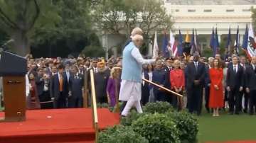 Prime Minister Narendra Modi with US President Joe Biden at the White House in DC