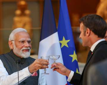 France Prime Minister Emmanuel Macron with PM Modi