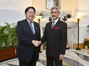 Japanese Foreign Minister Yoshimasa Hayashi with MEA Jaishankar