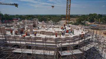 Construction work of Shri Ram Janmbhoomi Temple underway in Ayodhya.