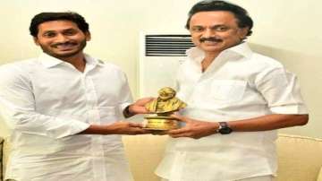 Andhra CM Jagan Mohan Reddy with Tamil Nadu counterpart MK Stalin