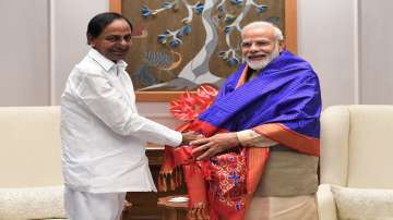 Telangana Chief Minister K Chandrasekhar Rao with Prime Minister Narendra Modi.