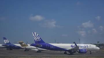 Go First airline aircrafts, formerly known as GoAir, stand parked at apron of Mumbai airport. 