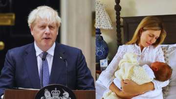 UK ex-PM Boris Johnson and his wife along with baby Frank Alfred Odysseus Johnson.
