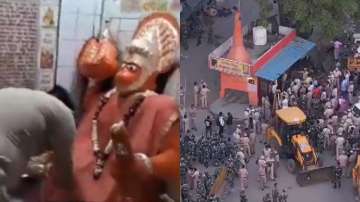WATCH: Delhi cop offers prayer at Hanuman Temple in Bhajanpura before demolition drive