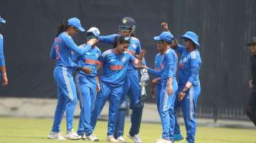 Indian women's team celebrating a wicket