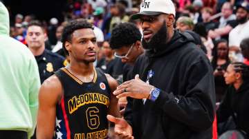 LeBron James during the 2023 McDonald's High School Boys All-American Game in March 2023