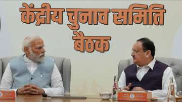 PM Modi with BJP National President JP Nadda during BJPs Central Election Committee meeting. 
