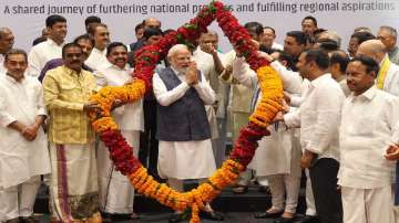 Prime Minister Narendra Modi at the NDA meeting in New Delhi.