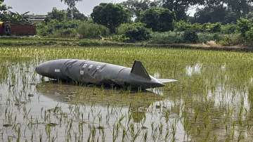 A fuel tank landed in UP's Sant Kabir Nagar on Monday.