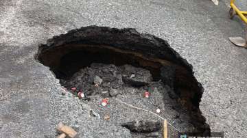  Road caves in near India Gate