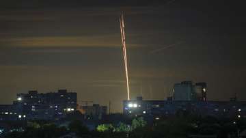 Russian rocket strikes seen from Kharkiv, Ukraine.