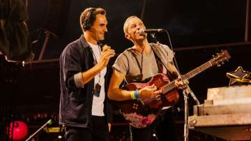 Roger Federer tried his hand at singing in the Coldplay concert
