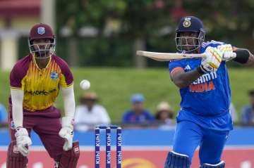 Suryakumar Yadav batting in the 5th T20I vs WI on August 13, 2023