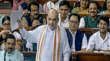 Union Home Minister Amit Shah participates in the discussion on the Motion of No-Confidence in the Lok Sabha during the Monsoon session of Parliament, in New Delhi