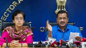 AAP MP Atishi Marlena and Delhi CM Arvind Kejriwal