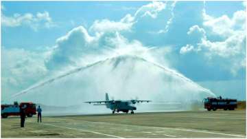 The Dornier-228 aircraft arriving in Sri Lanka