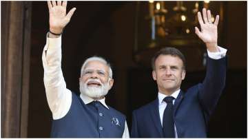 Prime Minister Narendra Modi with French President Emmanuel Macron