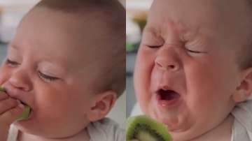Viral video of baby eating Kiwi for the first time