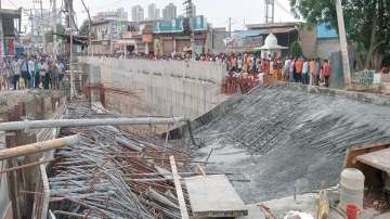 Gurugram news, Gurugram under construction underpass collapses, under construction underpass collaps