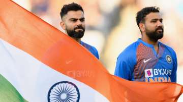 India players Virat Kohli and Rohit Sharma during T20I series against New Zealand in January 2020