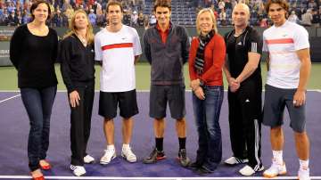 Steffi Graf, Pete Sampras, Roger Federer, Martina Navratilova, Andre Agassi, and Rafael Nadal in 2010