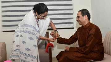 West Bengal Chief Minister Mamata Banerjee ties Rakhi to Uddhav Thackeray 