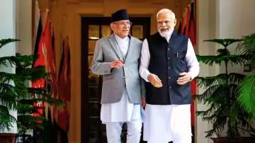 PM Narendra Modi with his Nepal counterpart Pushpa Kamal Dahal ‘Prachanda’ in New Delhi in June this year.