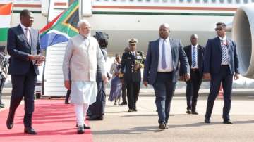 PM Narendra Modi arrived in South Africa on Tuesday to attend the BRICS Summit 2023