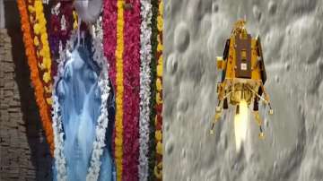 People offer prayers for the success of India's historic lunar mission