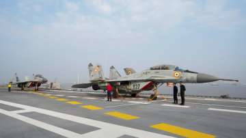 Indian Armed Forces aircrafts aboard India's first indigenous aircraft carrier INS Vikrant