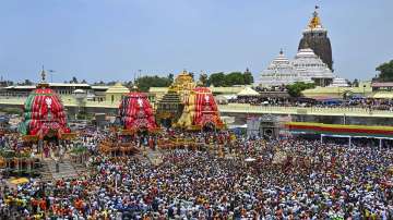 Crowd of devotees during the annual Rath Yatra of Lord Jagannath, in Puri