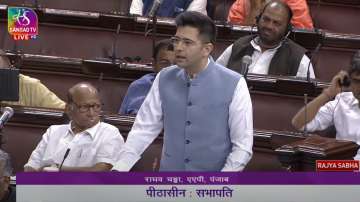 AAP MP Raghav Chadha in Rajya Sabha on Monday