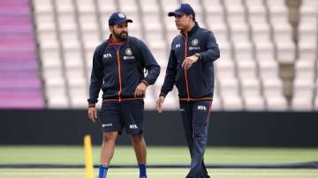 Rohit Sharma and Laxman during a Test match against England in June 2022