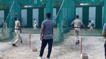 A cop was seen rattling the batters' stumps in the nets