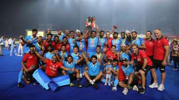 India men's hockey team after winning ACT 2023