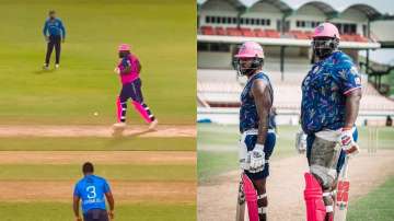 Rahkeem Cornwall during Barbados Royals' opening CPL 2023 game