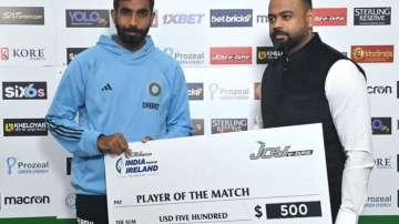 Jasprit Bumrah with the Player of the Match award