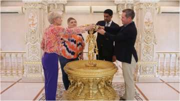 US Congressional delegation performing 'abhishek' at the Temple