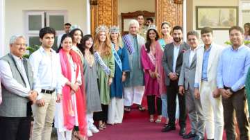 Miss World Karolina Bielwska and other international pageant winners arrive in Kashmir