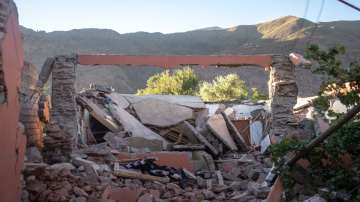 Visual of home that was damaged by earthquake, in Ijjoukak village