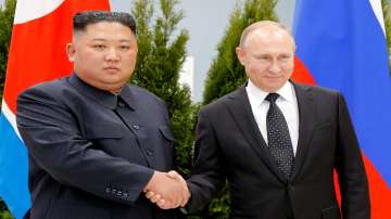 North Korea's leader Kim Jong Un with Russian President Vladimir Putin