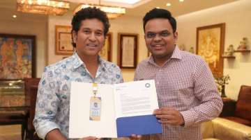 BCCI secretary Jay Shah with Indian cricket royalty Sachin Tendulkar