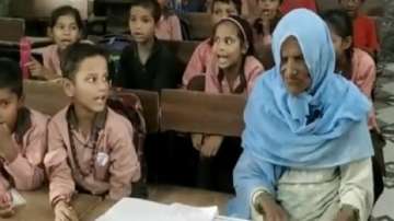 A 92-year-old woman attends a primary school in Uttar Pradesh's Bulandshahr